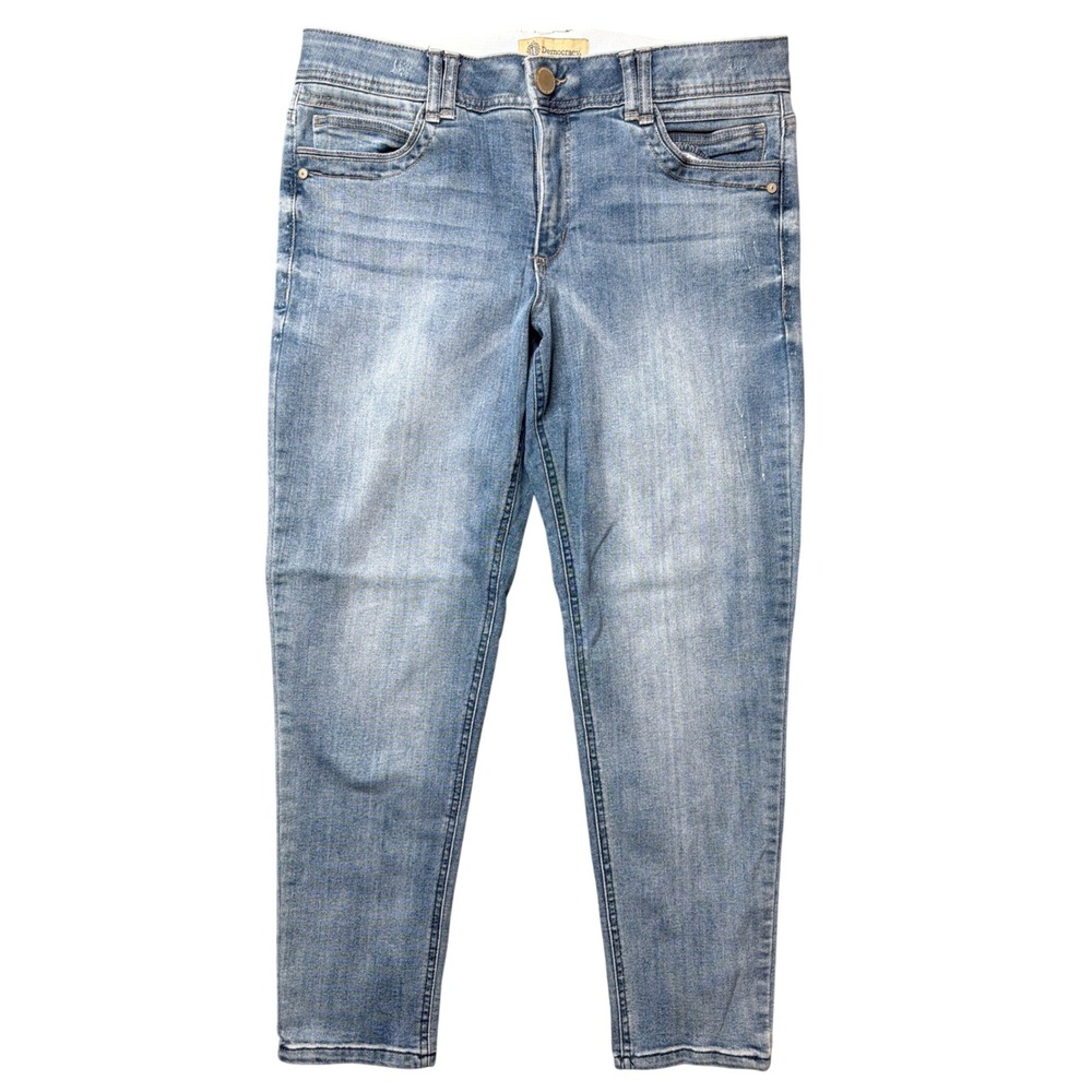 Democracy Jeans Womens 14 "Ab" technology Blue Slim Tapered Stretch Light Wash